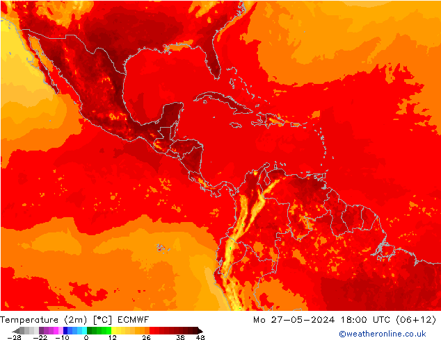 Temperature (2m) ECMWF Po 27.05.2024 18 UTC