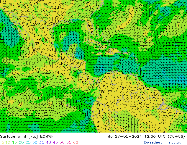 Vento 10 m ECMWF lun 27.05.2024 12 UTC