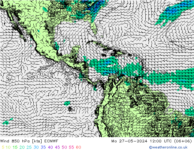 Vento 850 hPa ECMWF lun 27.05.2024 12 UTC