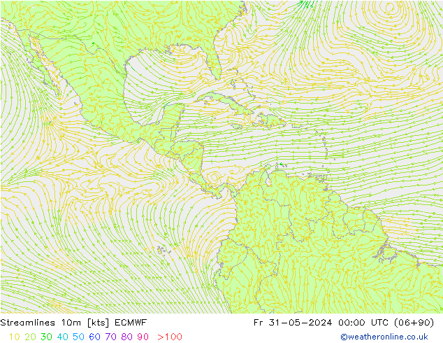 Linha de corrente 10m ECMWF Sex 31.05.2024 00 UTC