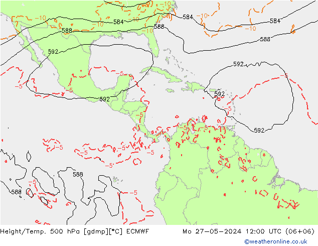 Z500/Rain (+SLP)/Z850 ECMWF Po 27.05.2024 12 UTC