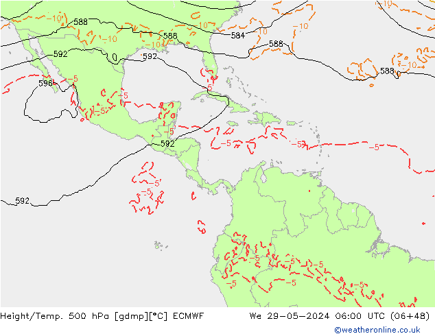 Yükseklik/Sıc. 500 hPa ECMWF Çar 29.05.2024 06 UTC