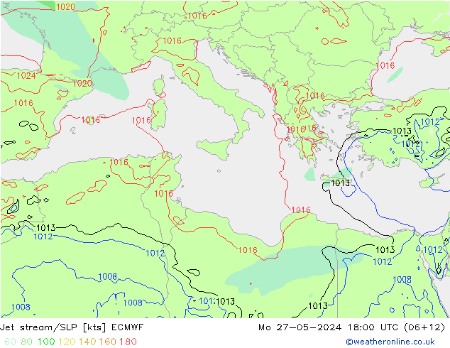 Corrente a getto ECMWF lun 27.05.2024 18 UTC