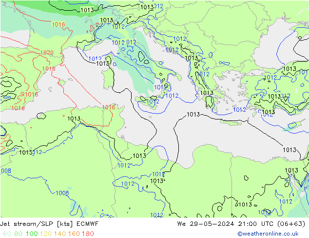 джет/приземное давление ECMWF ср 29.05.2024 21 UTC