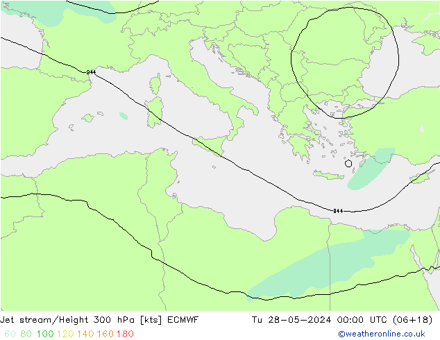 Jet stream/Height 300 hPa ECMWF Tu 28.05.2024 00 UTC