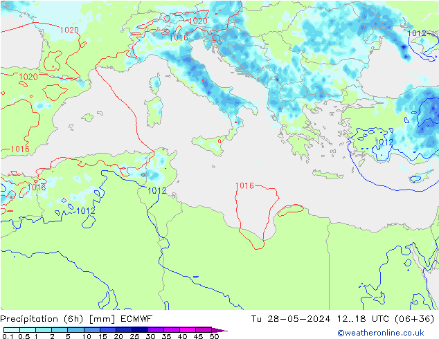 opad (6h) ECMWF wto. 28.05.2024 18 UTC