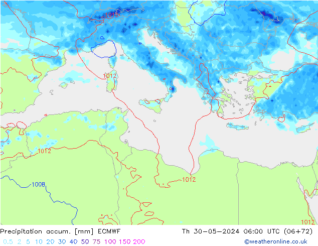 Precipitation accum. ECMWF  30.05.2024 06 UTC