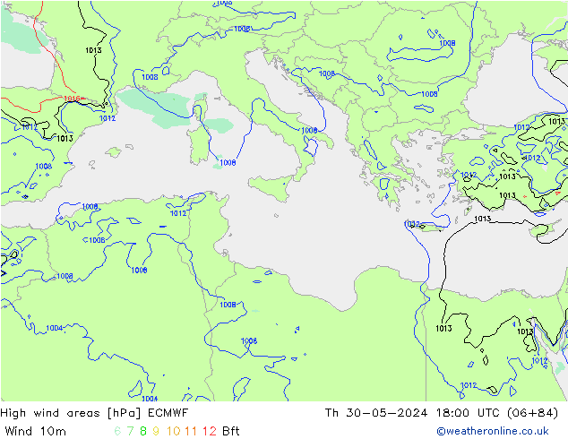 Izotacha ECMWF czw. 30.05.2024 18 UTC