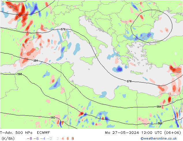 T-Adv. 500 hPa ECMWF lun 27.05.2024 12 UTC