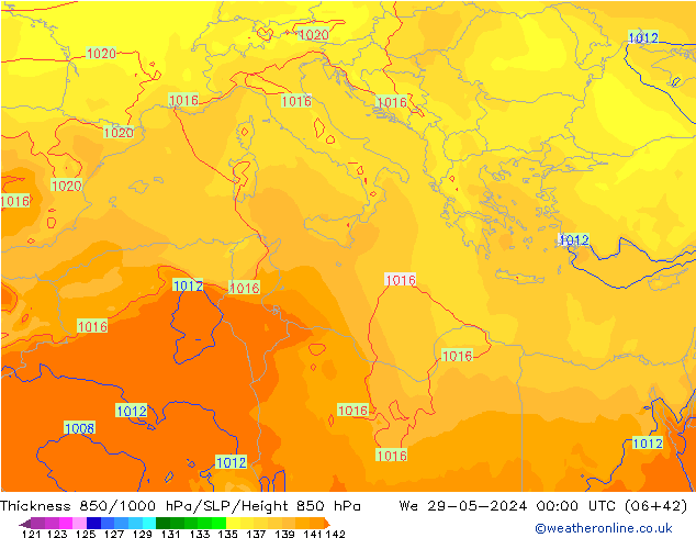 Thck 850-1000 hPa ECMWF We 29.05.2024 00 UTC