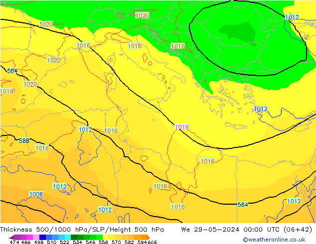 Thck 500-1000hPa ECMWF We 29.05.2024 00 UTC