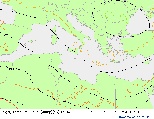 Height/Temp. 500 hPa ECMWF We 29.05.2024 00 UTC