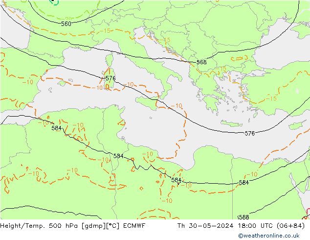 Z500/Rain (+SLP)/Z850 ECMWF  30.05.2024 18 UTC