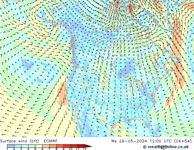 Surface wind (bft) ECMWF St 29.05.2024 12 UTC