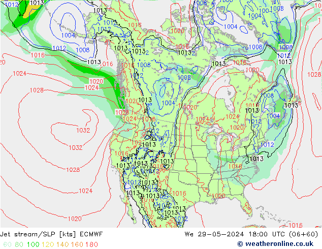 Jet stream ECMWF Qua 29.05.2024 18 UTC