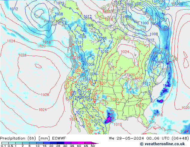 Z500/Rain (+SLP)/Z850 ECMWF  29.05.2024 06 UTC