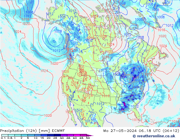 Précipitation (12h) ECMWF lun 27.05.2024 18 UTC