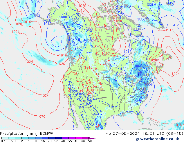 Niederschlag ECMWF Mo 27.05.2024 21 UTC