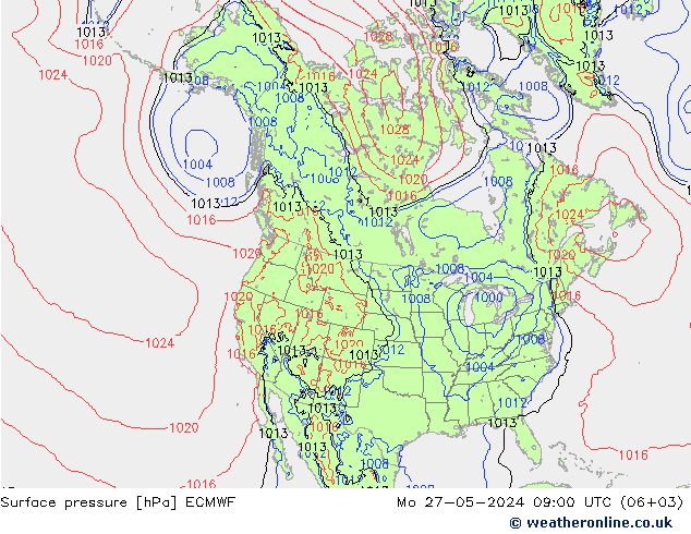 Presión superficial ECMWF lun 27.05.2024 09 UTC