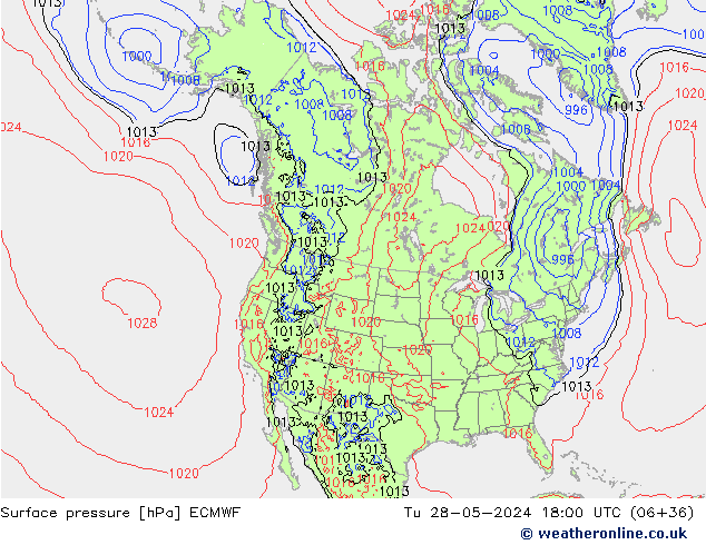 Bodendruck ECMWF Di 28.05.2024 18 UTC