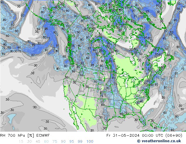 RH 700 hPa ECMWF Fr 31.05.2024 00 UTC