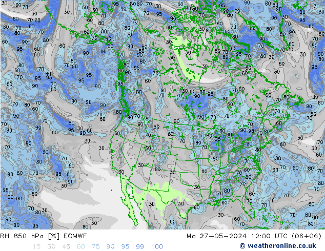 RH 850 hPa ECMWF Mo 27.05.2024 12 UTC