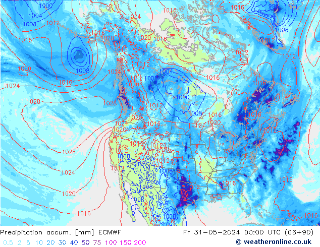 Precipitation accum. ECMWF Fr 31.05.2024 00 UTC