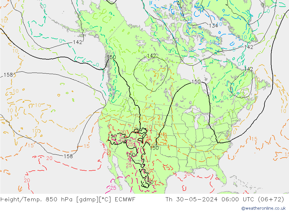 Z500/Rain (+SLP)/Z850 ECMWF Th 30.05.2024 06 UTC