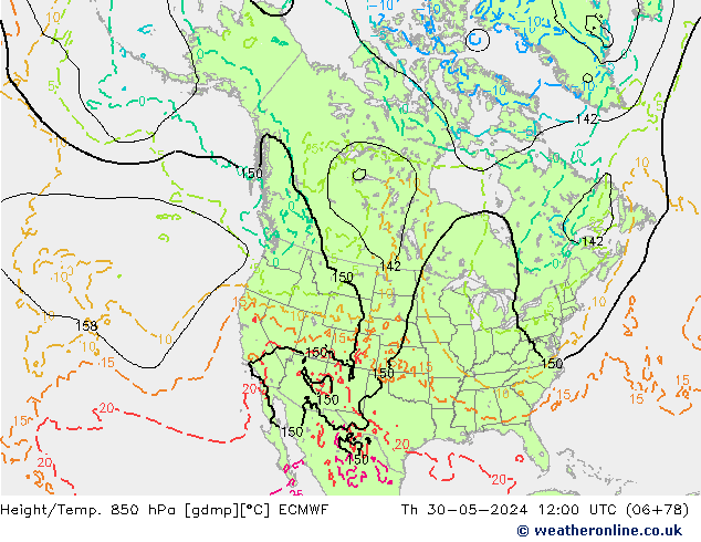 Z500/Yağmur (+YB)/Z850 ECMWF Per 30.05.2024 12 UTC