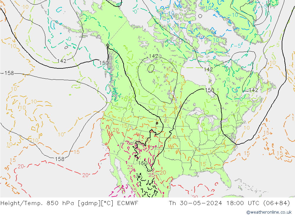 Z500/Rain (+SLP)/Z850 ECMWF czw. 30.05.2024 18 UTC