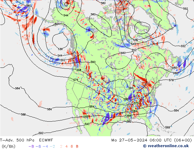 T-Adv. 500 hPa ECMWF Mo 27.05.2024 06 UTC