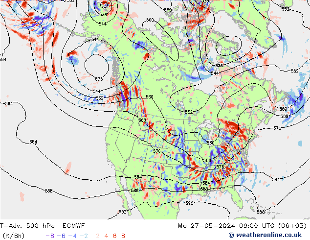 T-Adv. 500 hPa ECMWF lun 27.05.2024 09 UTC