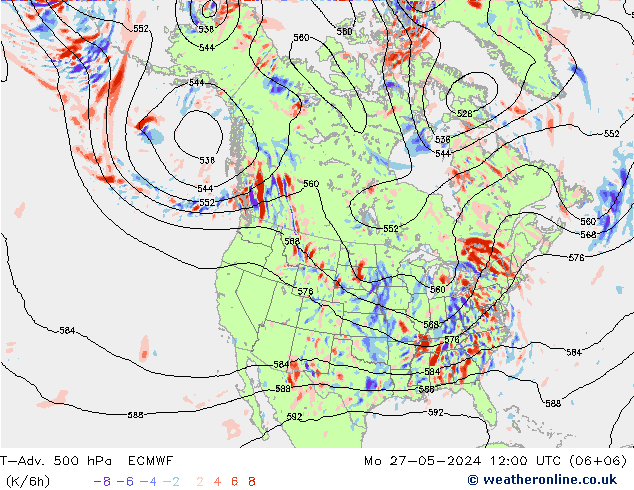 T-Adv. 500 hPa ECMWF Mo 27.05.2024 12 UTC