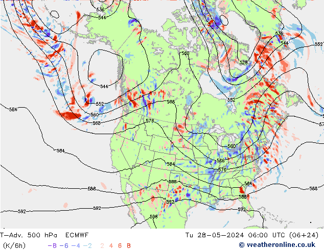 T-Adv. 500 hPa ECMWF Tu 28.05.2024 06 UTC