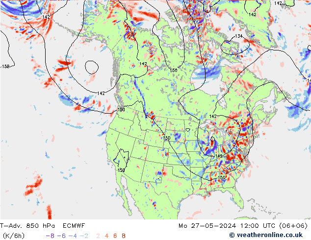 T-Adv. 850 hPa ECMWF lun 27.05.2024 12 UTC