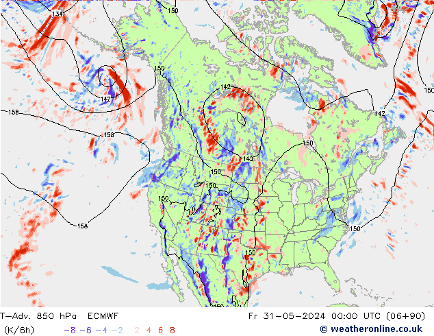 T-Adv. 850 hPa ECMWF Pá 31.05.2024 00 UTC