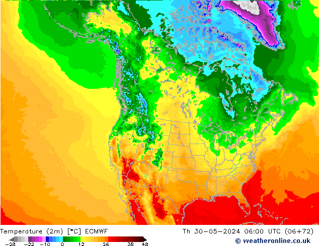 Temperatura (2m) ECMWF jue 30.05.2024 06 UTC