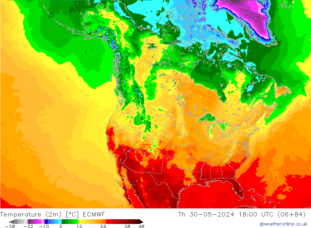 Temperature (2m) ECMWF Th 30.05.2024 18 UTC