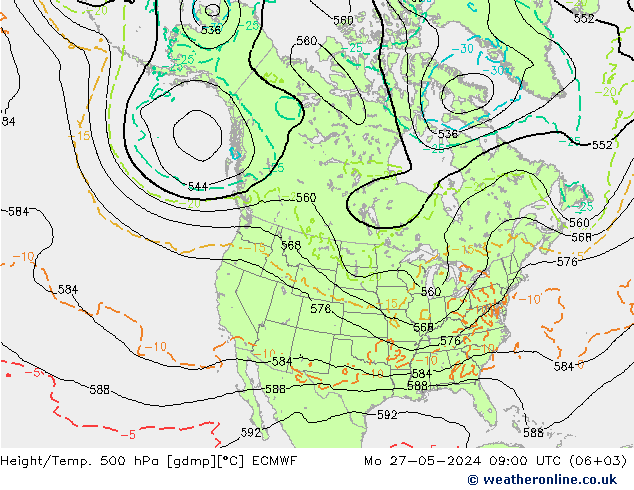 Height/Temp. 500 гПа ECMWF пн 27.05.2024 09 UTC