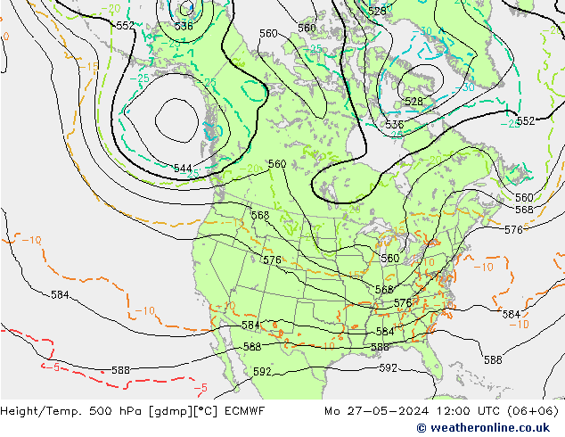 Z500/Rain (+SLP)/Z850 ECMWF  27.05.2024 12 UTC