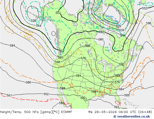 Z500/Rain (+SLP)/Z850 ECMWF Mi 29.05.2024 06 UTC