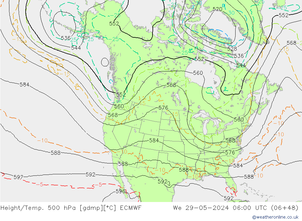 Height/Temp. 500 hPa ECMWF We 29.05.2024 06 UTC