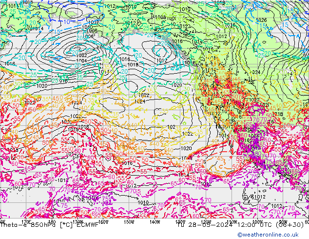 Theta-e 850hPa ECMWF Ter 28.05.2024 12 UTC