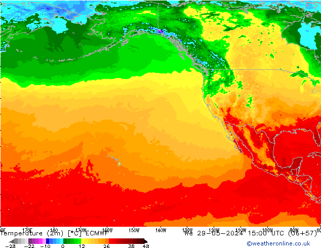 Sıcaklık Haritası (2m) ECMWF Çar 29.05.2024 15 UTC