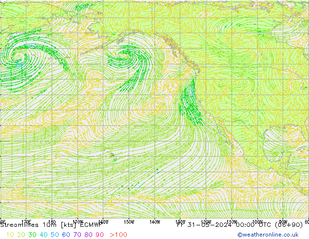 Linha de corrente 10m ECMWF Sex 31.05.2024 00 UTC