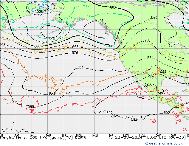 Height/Temp. 500 hPa ECMWF Tu 28.05.2024 18 UTC