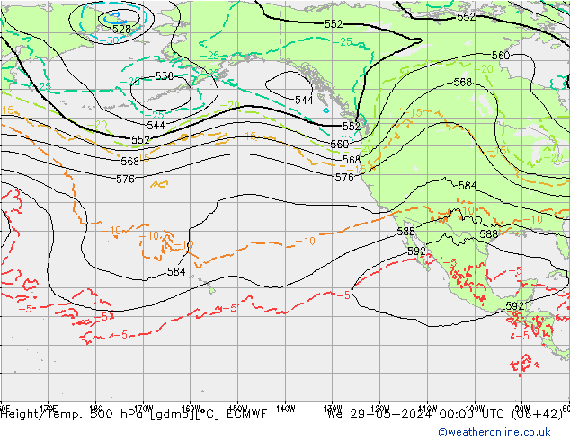 Z500/Rain (+SLP)/Z850 ECMWF We 29.05.2024 00 UTC