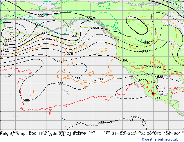 Height/Temp. 500 гПа ECMWF пт 31.05.2024 00 UTC