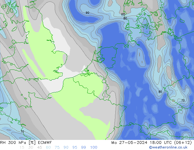 RH 300 hPa ECMWF 星期一 27.05.2024 18 UTC