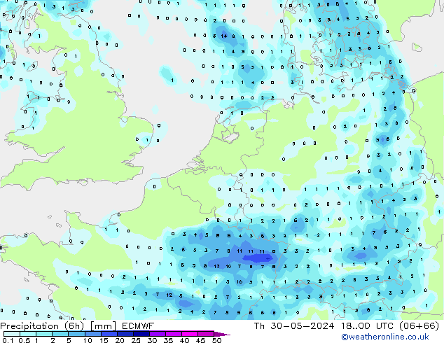 Z500/Rain (+SLP)/Z850 ECMWF Qui 30.05.2024 00 UTC